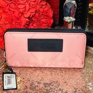 Bebe Blush Pink Wallet with Black Logo